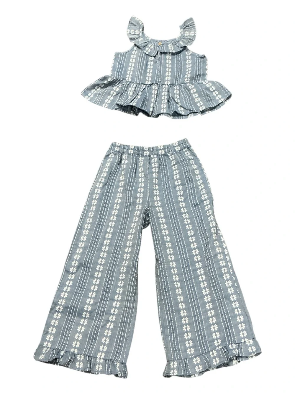 Cat & Jack - NWT - Blue Floral Stripe Girls Matching Top and Pants Set
